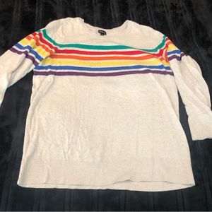 Torrid rainbow striped cream sweater size 0